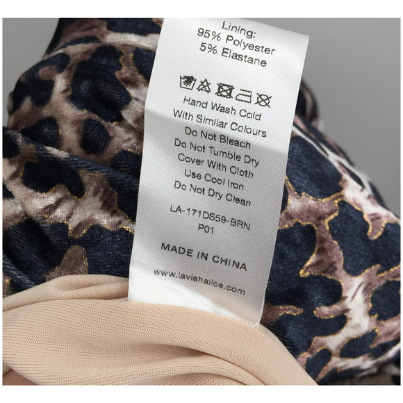 Lavish Alice Asymmetrical Cold Shoulder Velvet Cocktail Dress Sz 2 Leopard NWT - Picture 7 of 7